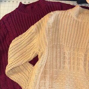 Time and Tru Women's Cowl Neck Sweater - Beige and Maroon 2pack Size Large